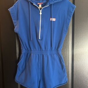 Hunter Blue Hooded Romper